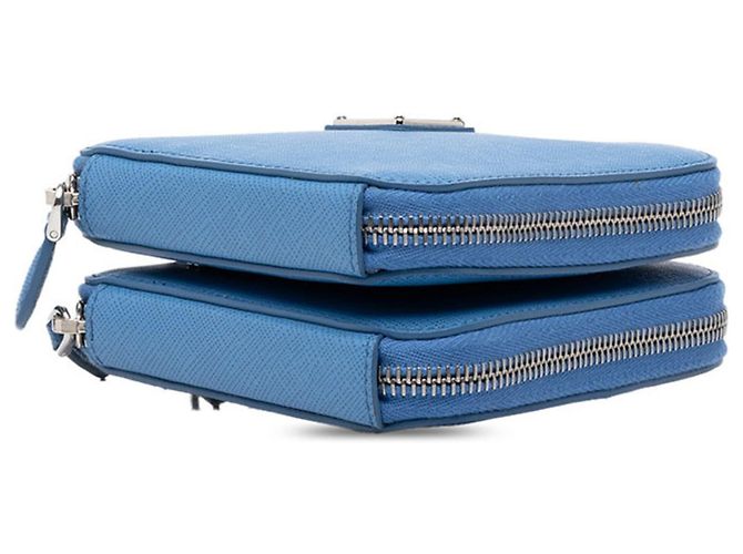 Borsa Prada in pelle Saffiano blu - vista 3