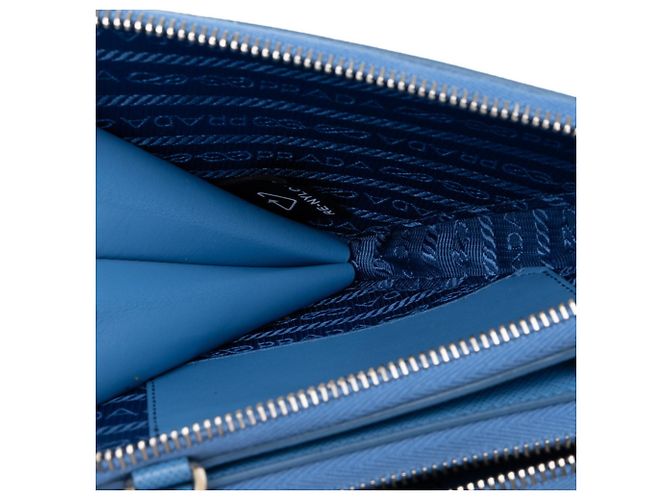 Borsa Prada in pelle Saffiano blu - vista 4