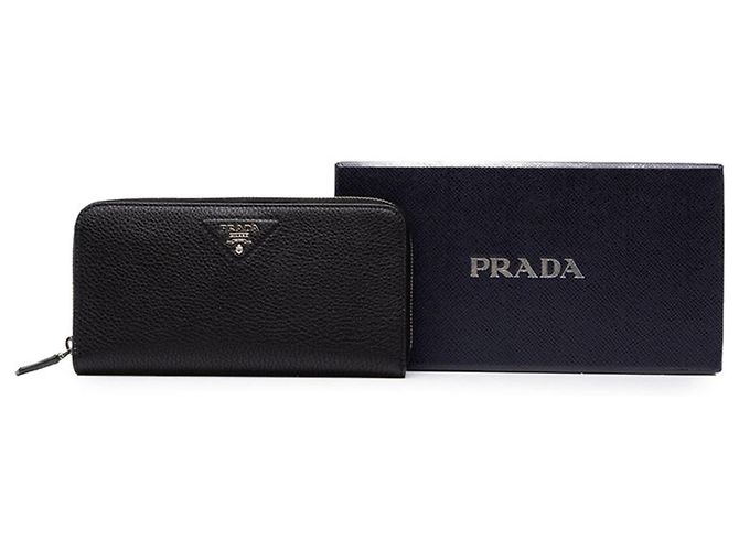 Cartera larga Prada de piel Vitello Daino negra - vista 6