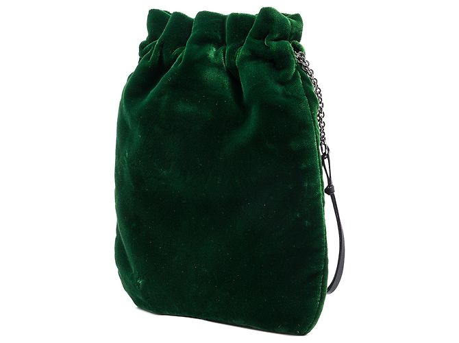 Pouch Prada in velluto verde con perline - vista 2