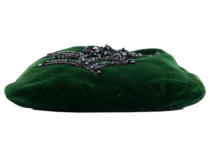 Pouch Prada in velluto verde con perline - vista 3