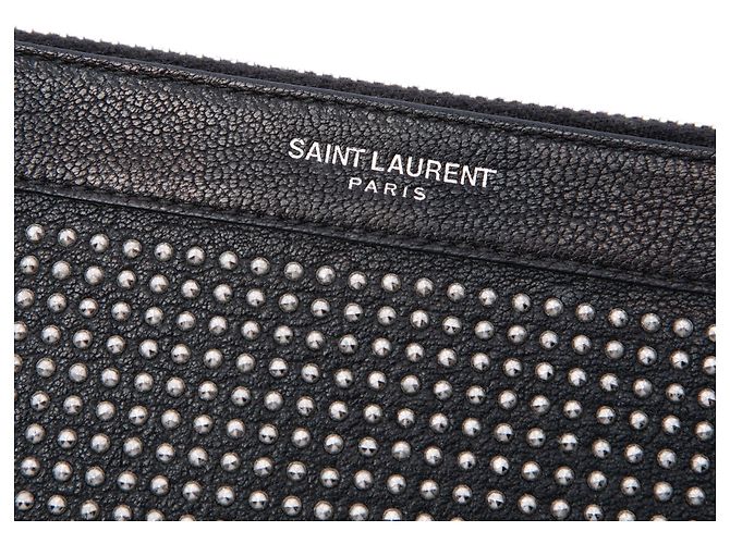 Autre Marque Clutch in pelle borchiata nera Saint Laurent - vista 5