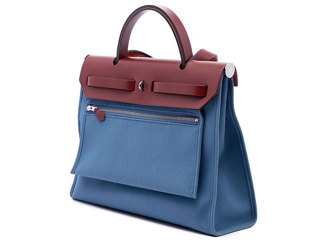 Hermès Blue Toile Herbag Zip 31 - vista 2