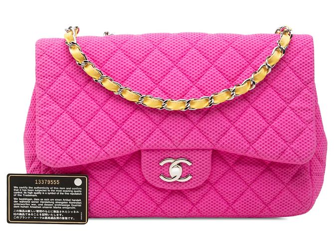Chanel Pink Jumbo Classic Mesh Single Flap - vista 7