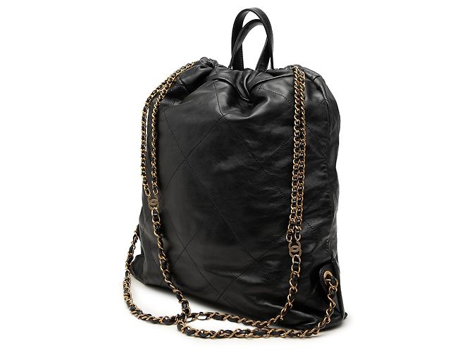 Chanel 22 Rucksack aus glänzendem gestepptem Kalbsleder Schwarz Large - Ansicht 2