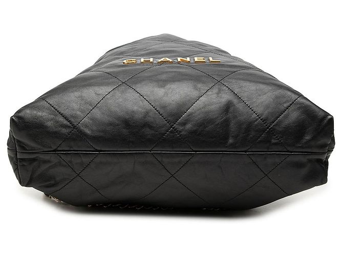 Chanel 22 Rucksack aus glänzendem gestepptem Kalbsleder Schwarz Large - Ansicht 3