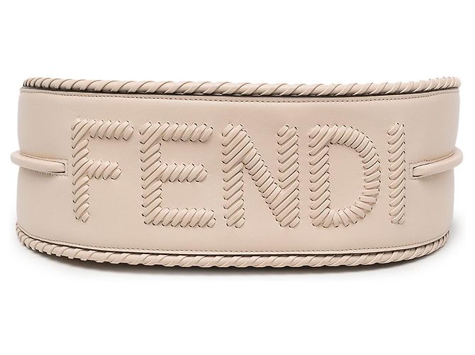 Fendi Borsa Hobo Fendigraphy Small in Pelle Intrecciata Bianca - vista 3