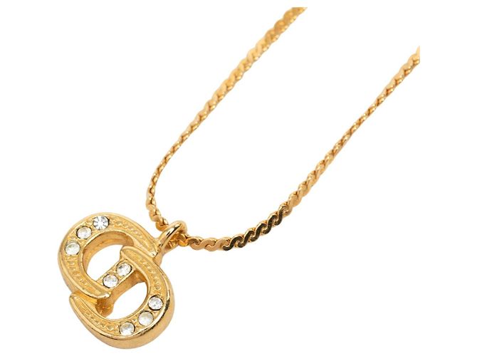 Collana Dior Gold Plated Strass CD Logo Pendant - vista 4