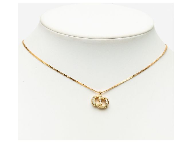 Collana Dior Gold Plated Strass CD Logo Pendant - vista 7