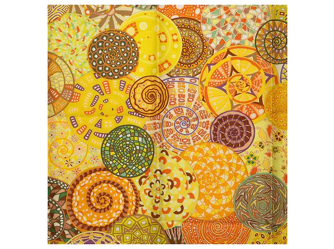 Hermès Yellow Reves D Escargots Seidentuch 90 - Ansicht 2