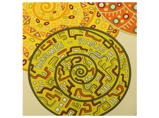 Hermès Yellow Reves D Escargots Seidentuch 90 - Ansicht 3