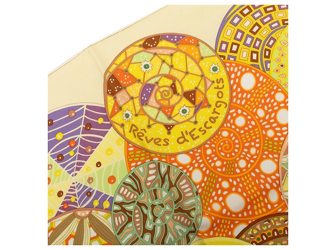 Hermès Yellow Reves D Escargots Seidentuch 90 - Ansicht 7