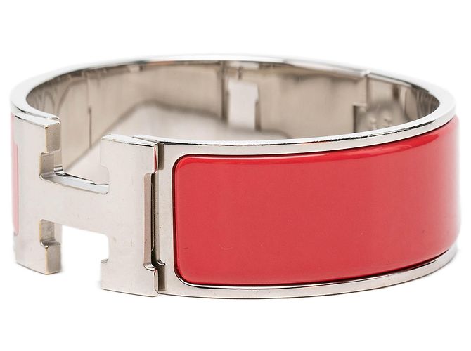 Bracciale Hermès Clic Clac H PM in smalto rosso largo - vista 2