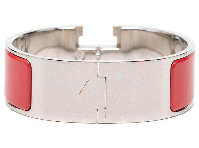 Bracciale Hermès Clic Clac H PM in smalto rosso largo - vista 3