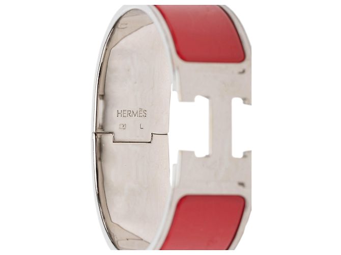 Bracciale Hermès Clic Clac H PM in smalto rosso largo - vista 4