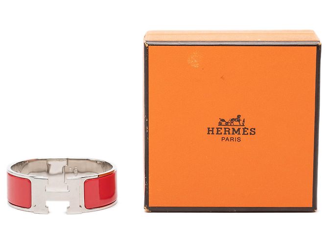 Bracciale Hermès Clic Clac H PM in smalto rosso largo - vista 5