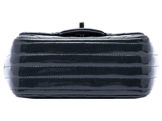 Chanel Blue Mini Square Classic Chevron Patent Single Flap - vista 3