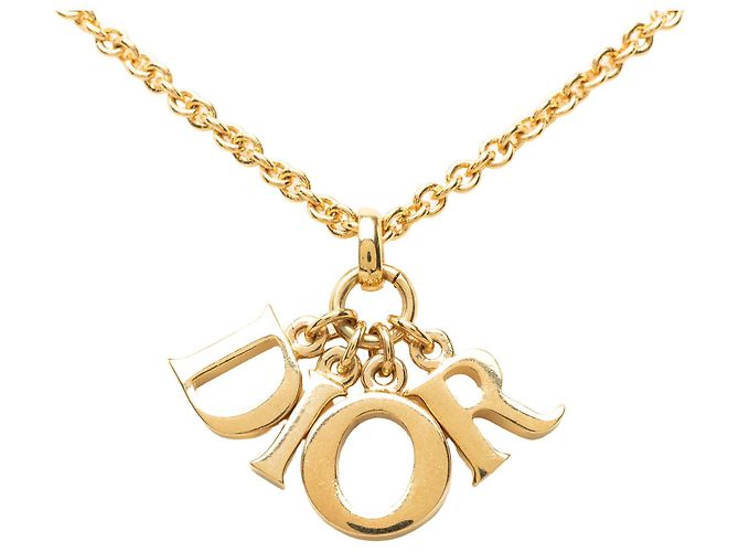 Collana Dior Gold con pendente logo placcato oro - vista 2