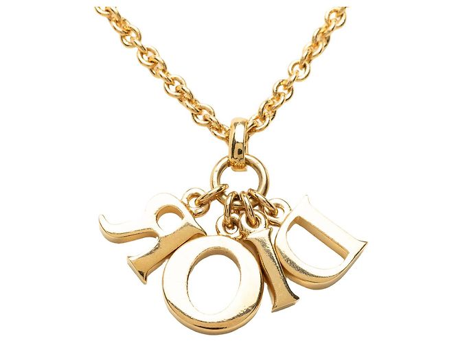 Collana Dior Gold con pendente logo placcato oro - vista 3
