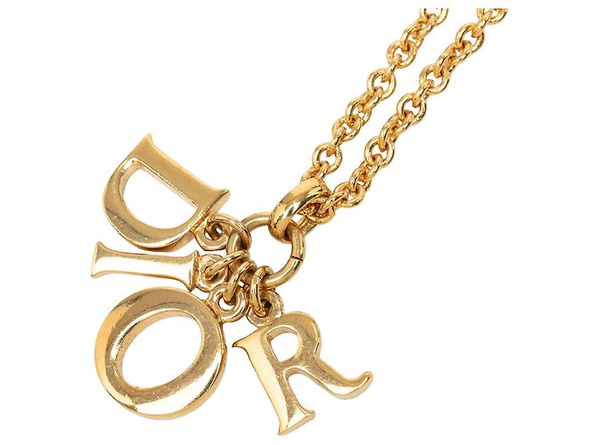 Collana Dior Gold con pendente logo placcato oro - vista 4