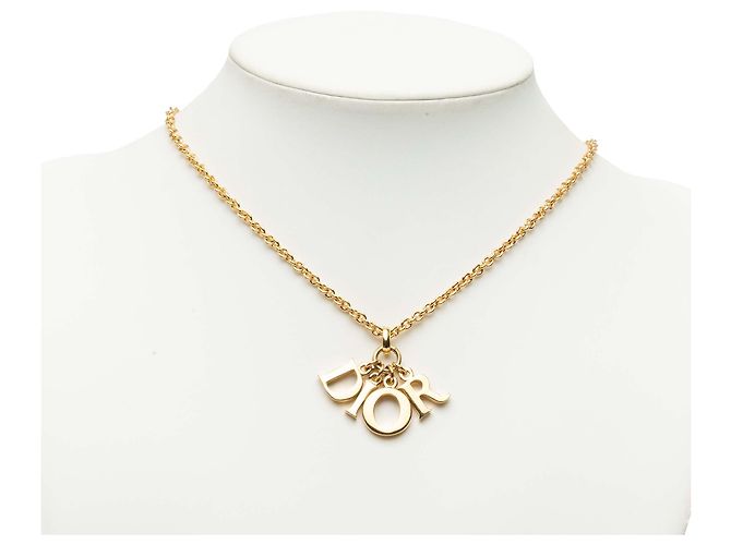 Collana Dior Gold con pendente logo placcato oro - vista 7