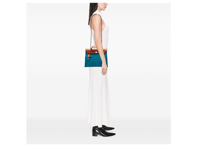 Hermès Blue Toile Herbag Zip 31 - vista 6