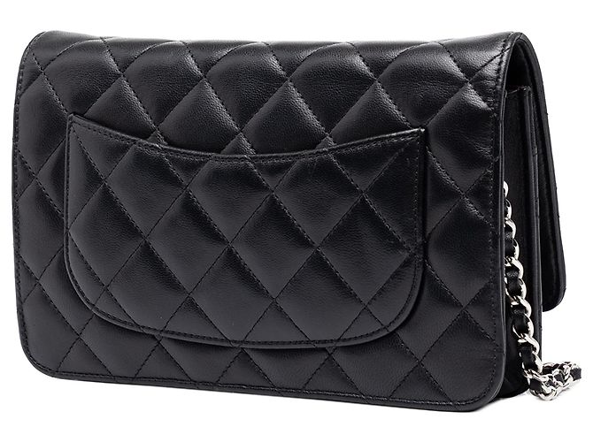 Portafoglio Chanel Black CC Quilted Lambskin Wallet On Chain - vista 2