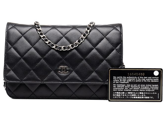Portafoglio Chanel Black CC Quilted Lambskin Wallet On Chain - vista 7