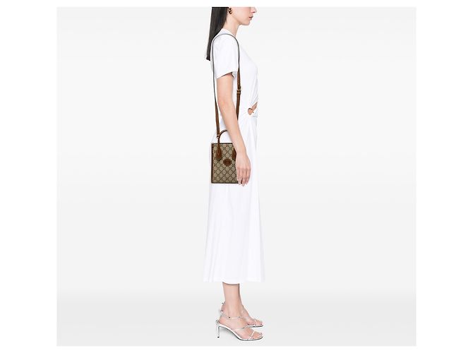 Borsa Gucci Beige Mini GG Supreme Interlocking G Satchel - vista 6