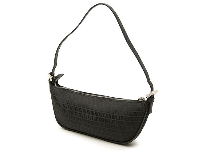 Borsa a tracolla Fendi in tela Micro Zucchino nera - vista 2