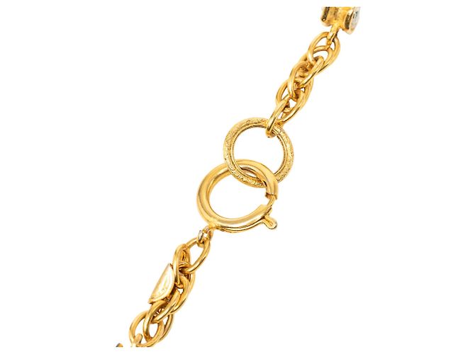 Collana con pendente Chanel Gold CC placcata in oro e strass - vista 5
