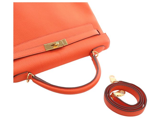 Hermès Orange Clemence Kelly II Retourne 32 - vista 11