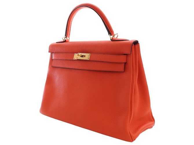Hermès Orange Clemence Kelly II Retourne 32 - vista 14