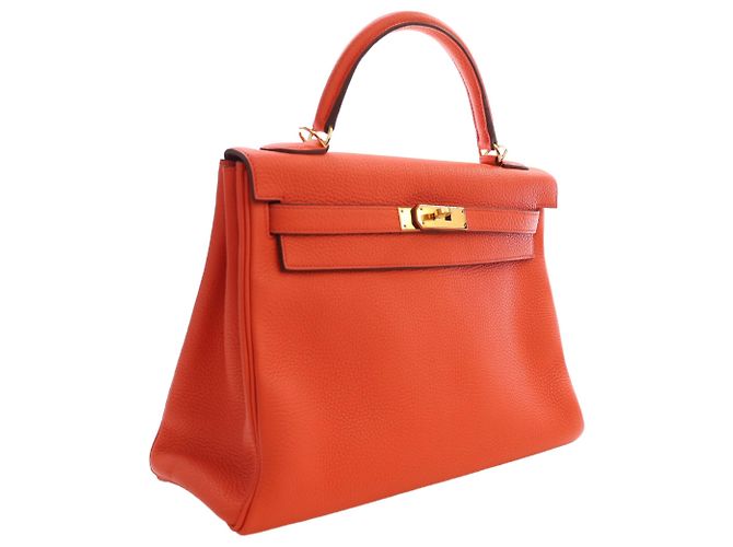 Hermès Orange Clemence Kelly II Retourne 32 - vista 15