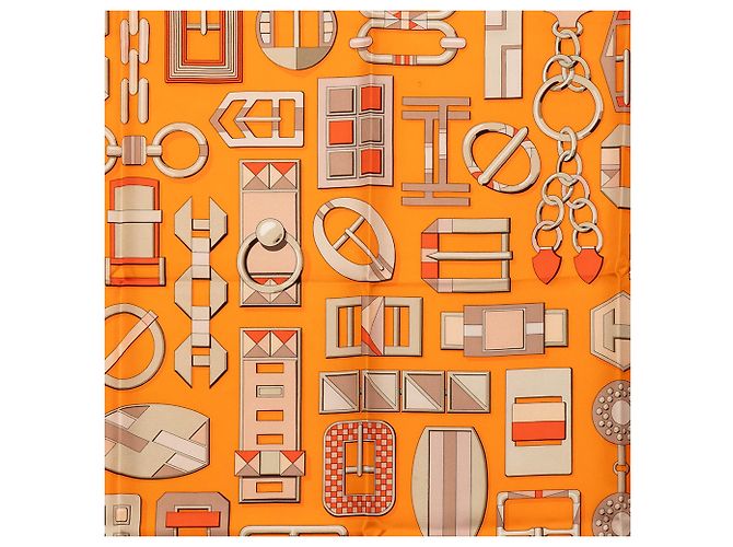 Foulard di seta Hermès Orange Carre En Boucles 90 - vista 2