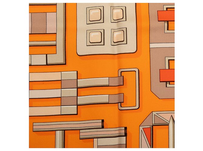 Foulard di seta Hermès Orange Carre En Boucles 90 - vista 5