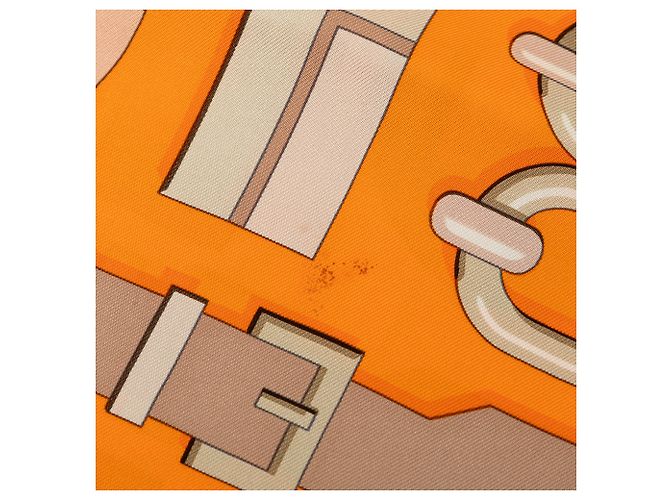 Foulard di seta Hermès Orange Carre En Boucles 90 - vista 8