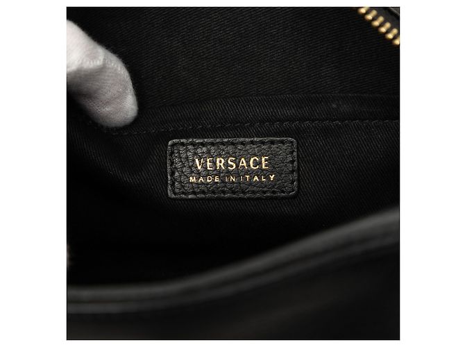 Borsa a tracolla Versace Palazzo Medusa in pelle embossed nera - vista 5