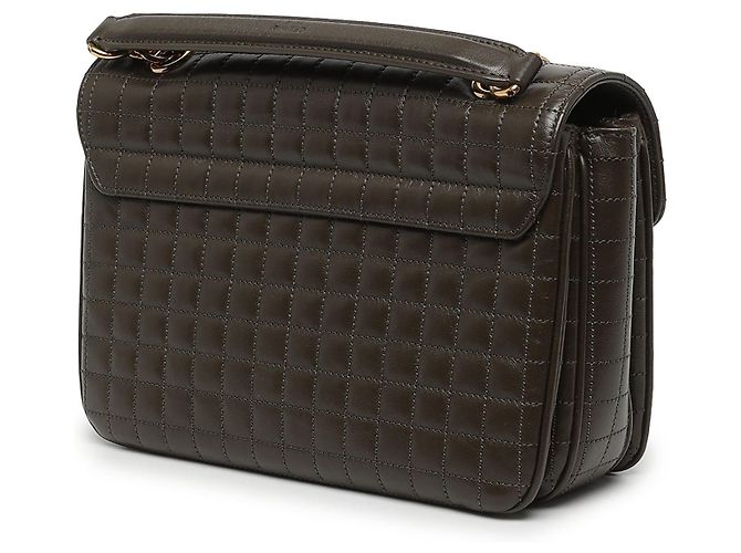 Céline Celine Bolsa C Bag Medium em pele de vitela acolchoada Castanha - vista 2