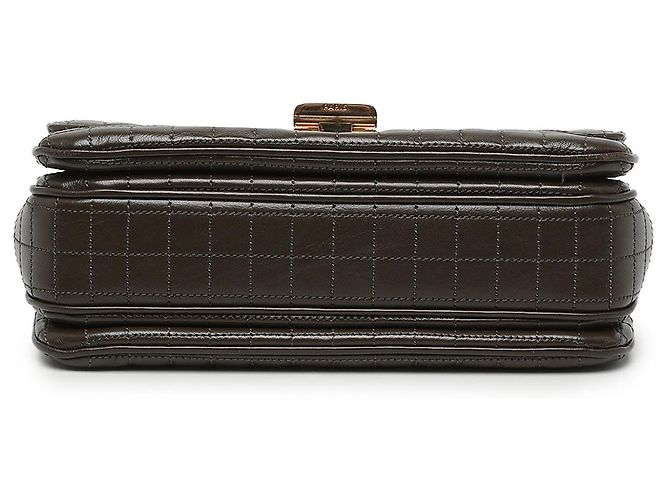 Céline Celine Bolsa C Bag Medium em pele de vitela acolchoada Castanha - vista 3