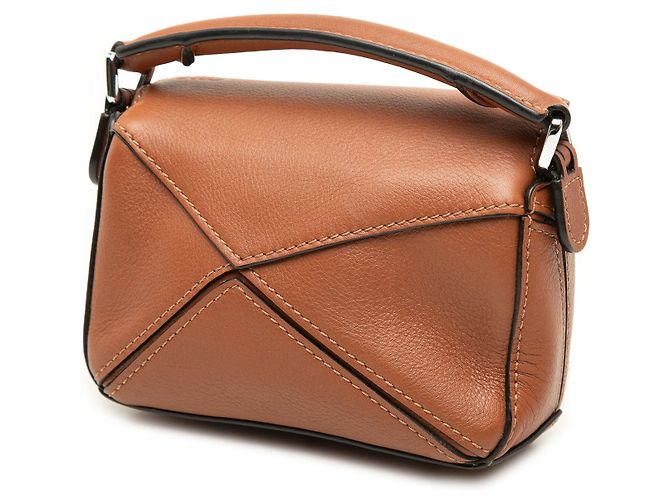 Borsa Puzzle Nano LOEWE in vitello marrone - vista 2