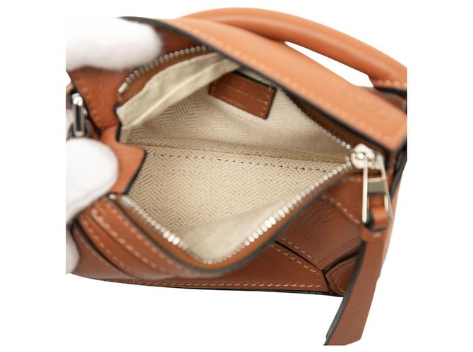 Borsa Puzzle Nano LOEWE in vitello marrone - vista 4