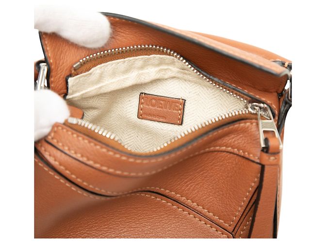 Borsa Puzzle Nano LOEWE in vitello marrone - vista 5
