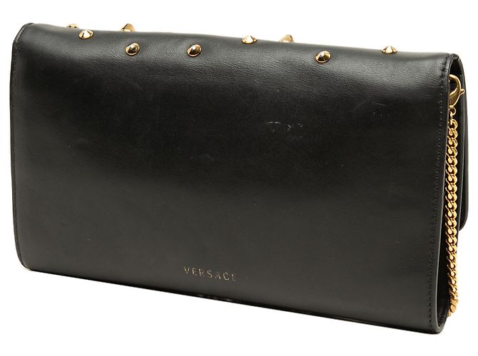 Clutch Versace Palazzo Medusa in vitello Vitello nero con borchie e catena - vista 2