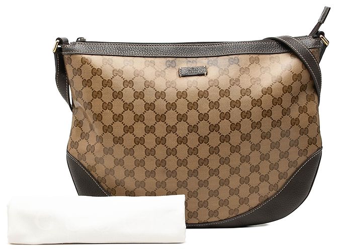 Gucci Borsa a Tracolla Mezzaluna Large GG Crystal Beige - vista 7
