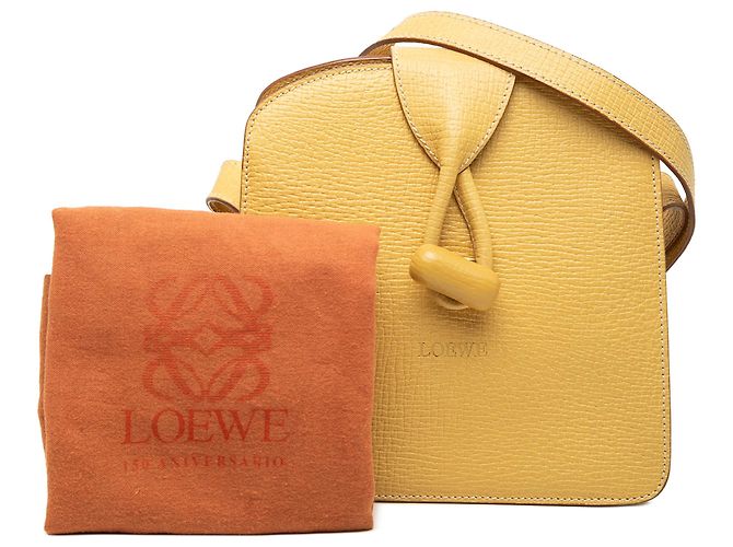 Borsa a tracolla LOEWE in pelle gialla con chiusura a rotazione - vista 7