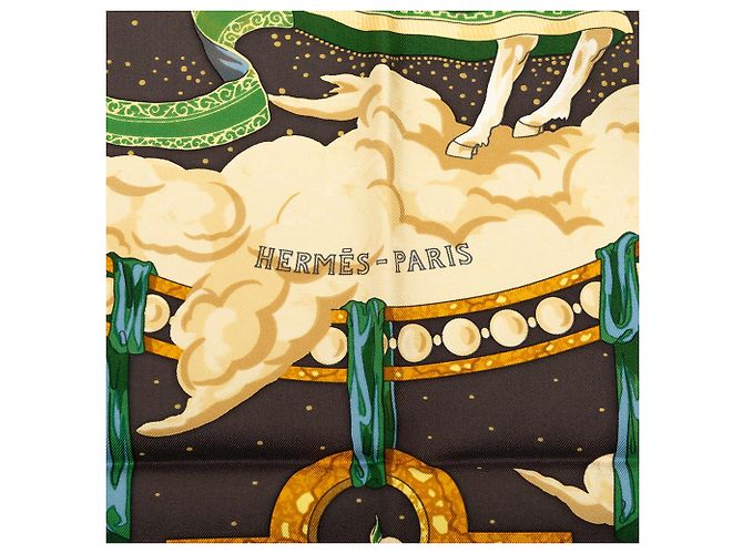 Hermès Brown Cavaliers Des Nuages Seidentuch 90 - Ansicht 3
