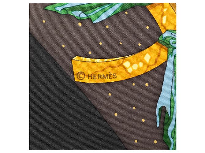 Hermès Brown Cavaliers Des Nuages Seidentuch 90 - Ansicht 7