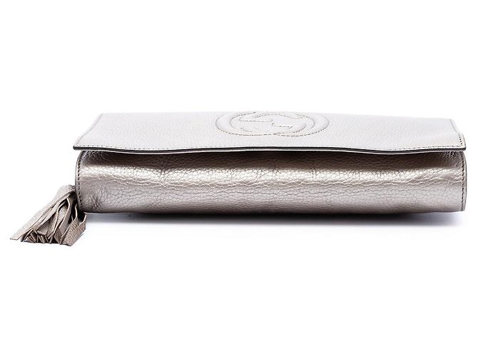Clutch Soho Disco Gucci in pelle di vitello metallizzata oro - vista 3