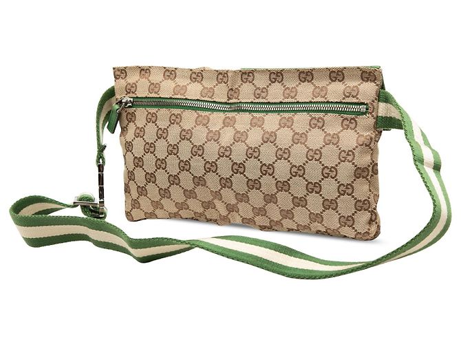 Bolso cinturón Gucci Beige GG Canvas Web con doble bolsillo - vista 2